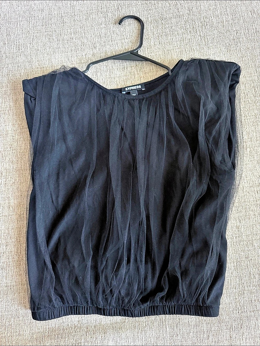 Express Sheer Overlay Blouse in Black Size Medium